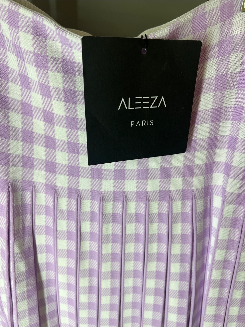 Aleeza Paris Lavender Gingham Pleated Midi Skirt - Picture 2 of 8